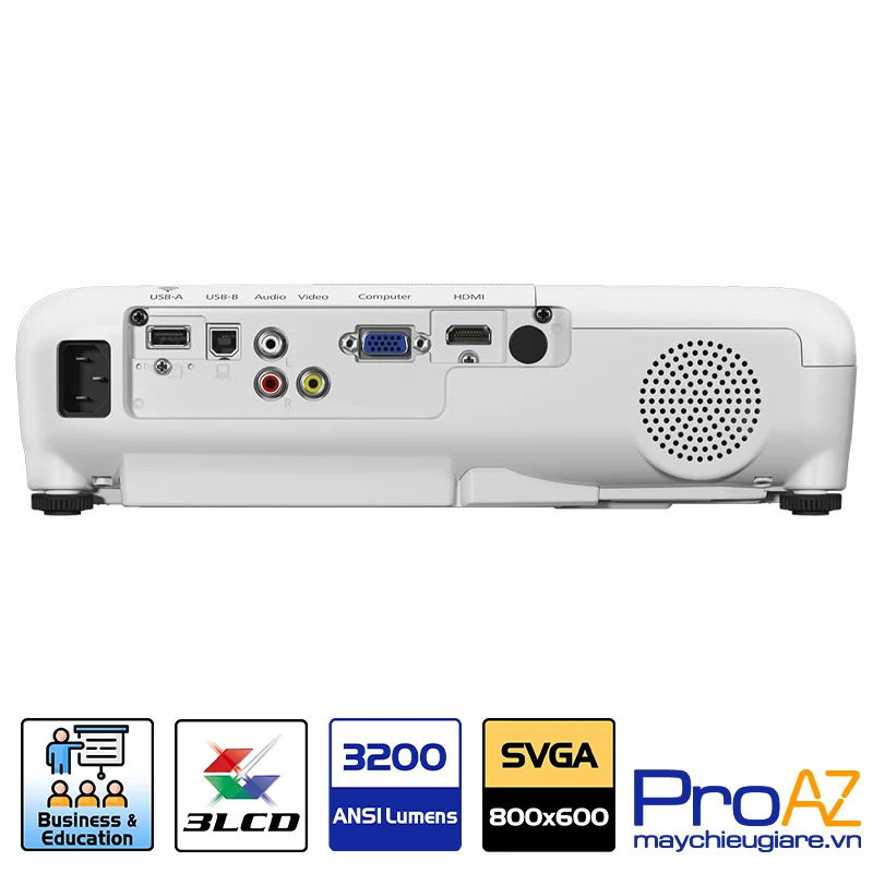 Epson EB S05 Hệ thống cổng kết nối linh hoạt Epson EB S05 tích hợp các cổng kết nối hiện đại như HDMI VGA và USB hỗ trợ truyền tải tín hiệu nhanh chóng.