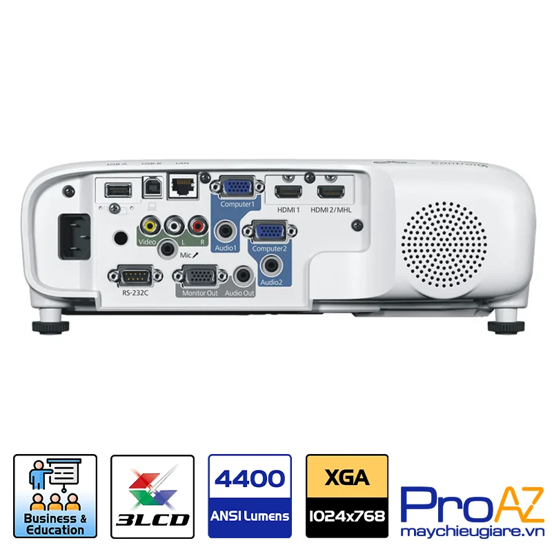 Epson EB 2042 Hệ thống cổng kết nối đa dạng Epson EB 2042 hỗ trợ cổng HDMI VGA và MHL giúp truyền tải dữ liệu hình ảnh chất lượng cao.