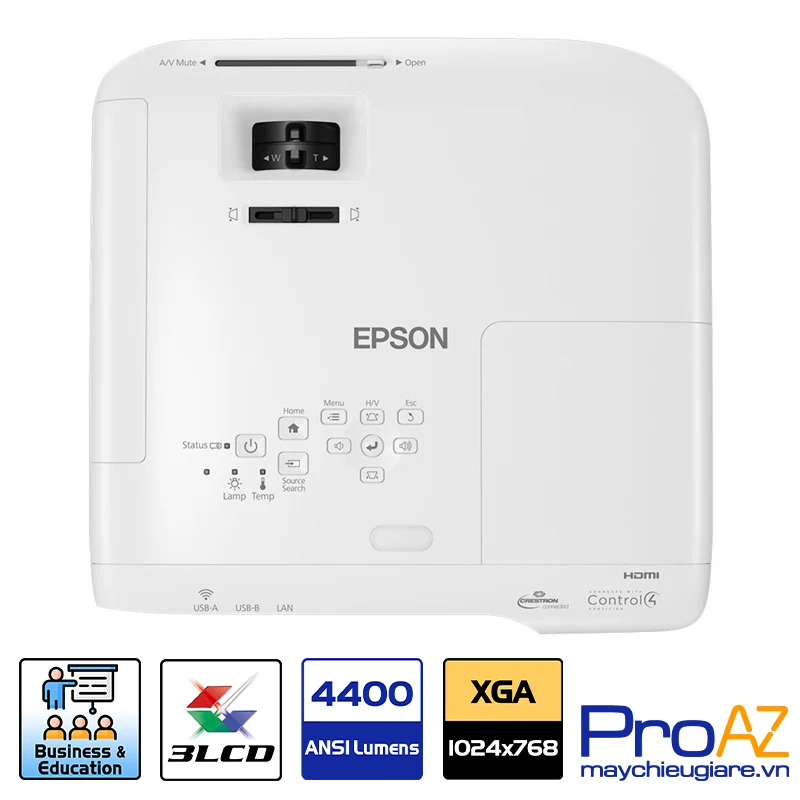 Epson EB 2042 Giải pháp trình chiếu màn hình lớn Máy chiếu Epson EB 2042 độ phân giải XGA mang lại hình ảnh sắc nét trên màn hình rộng lên đến 300 inch.