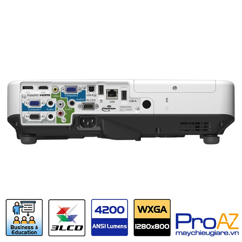 Epson EB-1945W Hệ thống kết nối đa năng Cổng HDMI DisplayPort và USB trên Epson EB-1945W hỗ trợ trình chiếu trực tiếp dữ liệu nhanh chóng.
