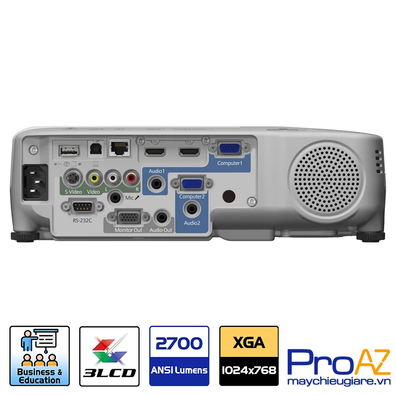 Tính năng trình chiếu mạng LAN và loa 16W mạnh mẽ trên Epson EB-97H Epson EB-97H tích hợp loa công suất 16W và khả năng trình chiếu qua mạng LAN.