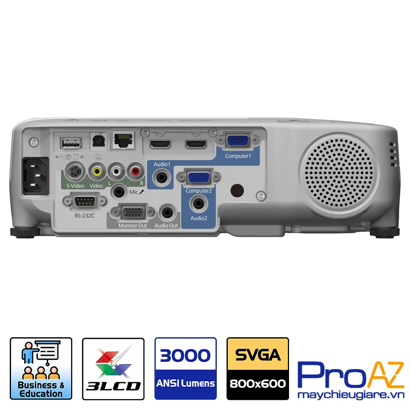 Hệ thống cổng kết nối đa dạng trên máy chiếu Epson EB-98H Epson EB-98H trang bị đầy đủ các cổng kết nối HDMI, VGA và USB