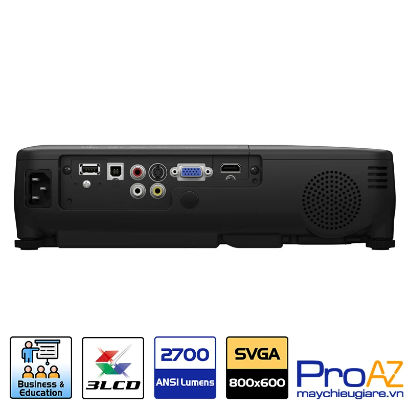 Epson EB S03 Hệ thống kết nối đa dạng linh hoạt Cổng kết nối HDMI và VGA trên Epson EB S03 hỗ trợ truyền tải tín hiệu hình ảnh độ nét cao.