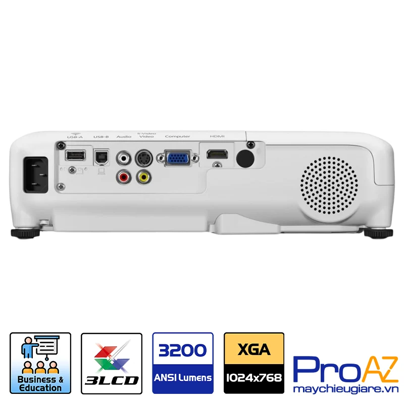 Hệ thống cổng kết nối đa dạng và linh hoạt trên máy chiếu Epson EB-X31 Các cổng kết nối HDMI, VGA và USB trên máy chiếu Epson EB-X31.