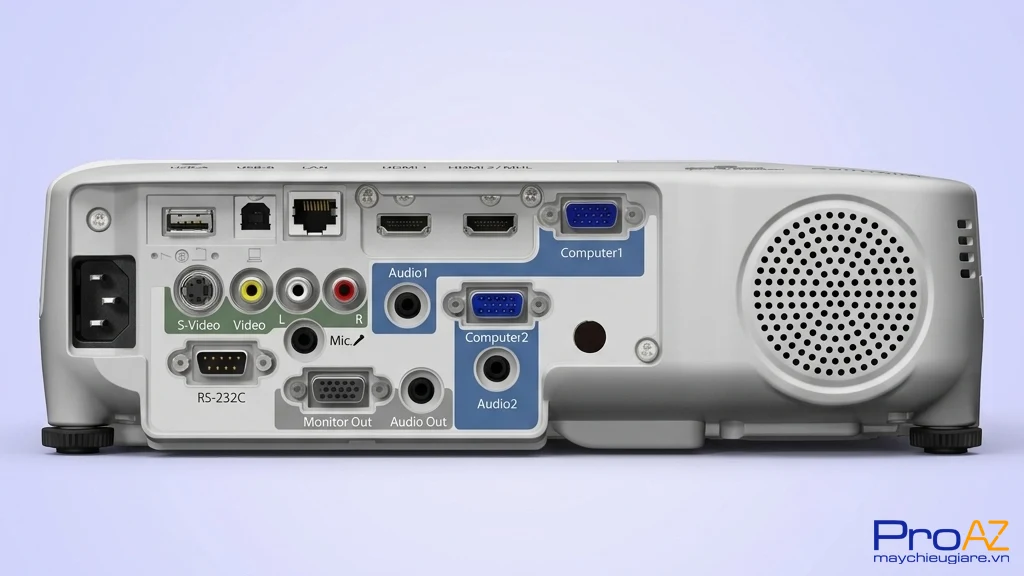 Các cổng kết nối HDMI, MHL, LAN và USB trên máy chiếu Epson EB-97H.