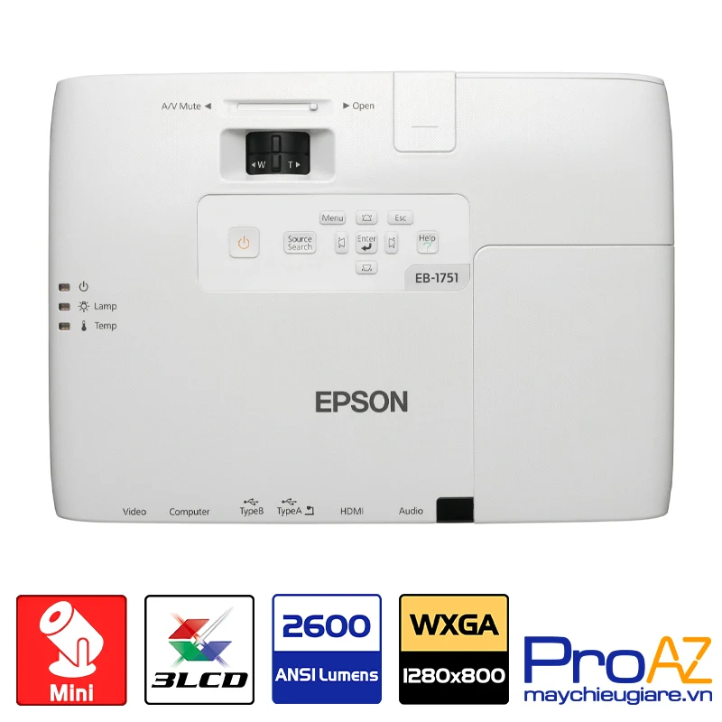 Hiệu suất trình chiếu của Epson EB-1751 2600 Lumens Cường độ sáng 2600 ANSI Lumens của Epson EB-1751 đảm bảo các bài thuyết trình luôn rõ ràng và chuyên nghiệp