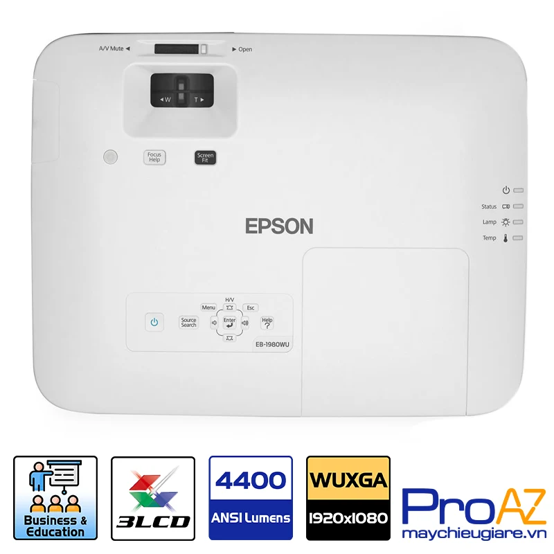 Độ phân giải WUXGA trên máy chiếu Epson EB-1980WU Độ phân giải WUXGA (1920x1200) của Epson EB-1980WU cho hình ảnh sắc nét.