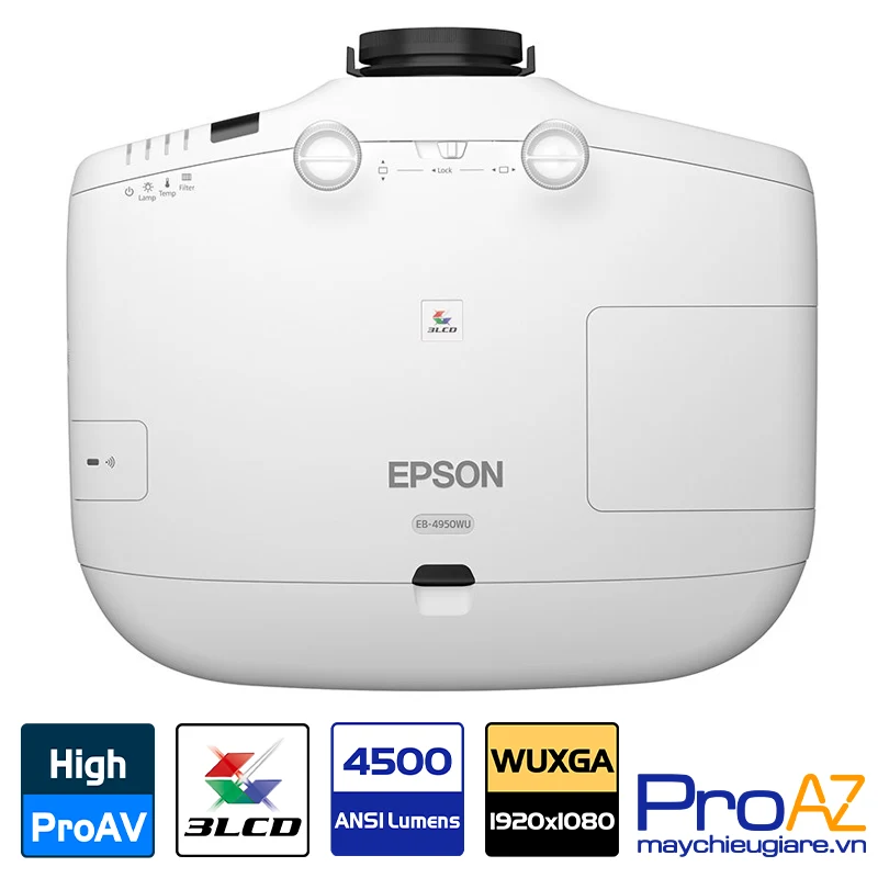 Epson EB-4950WU Khả năng hiệu chỉnh hình ảnh linh hoạt Epson EB-4950WU Lens Shift và zoom quang học giúp hiệu chỉnh khung hình dễ dàng chính xác.