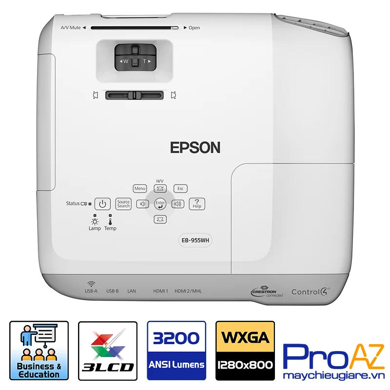Hình ảnh sắc nét với độ phân giải WXGA trên máy chiếu Epson EB-955WH Độ phân giải WXGA mang lại hình ảnh chi tiết trên Epson EB-955WH.
