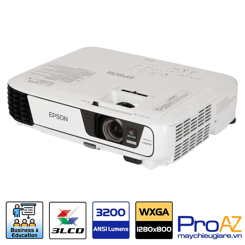 Máy chiếu Epson EB-W31 độ sáng 3200 ANSI Lumens cho hình ảnh rực rỡ Cường độ sáng 3200 ANSI Lumens giúp Epson EB-W31 hiển thị sáng rõ.