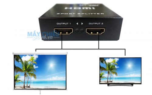 Xem tivi bằng máy chiếu vối bộ chia HDMI 1 ra 2
