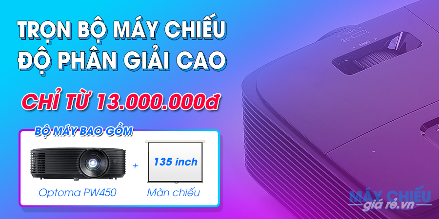 Bộ máy chiếu HD giá rẻ Optoma PW450 độ sáng cao 3900 AnsiLumens