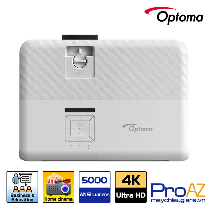 Tính năng dịch chuyển ống kính Lens Shift và vòng xoay Zoom Optoma 4K550 Mặt trên máy chiếu Optoma 4K550 trang bị cụm dịch chuyển ống kính (Lens Shift) cơ học cùng các vòng xoay Zoom và lấy nét Focus thủ công tiện lợi.