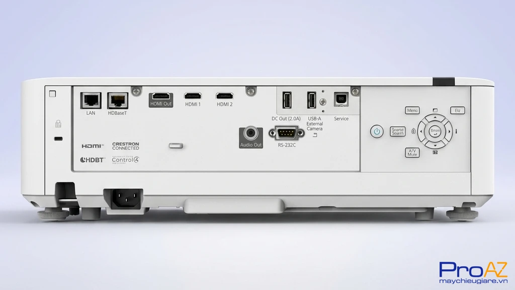 Epson EB-L570U với các cổng kết nối HDMI, HDMI Out, HDBaseT, USB, LAN, RS-232C hỗ trợ trình chiếu sự kiện và hội trường