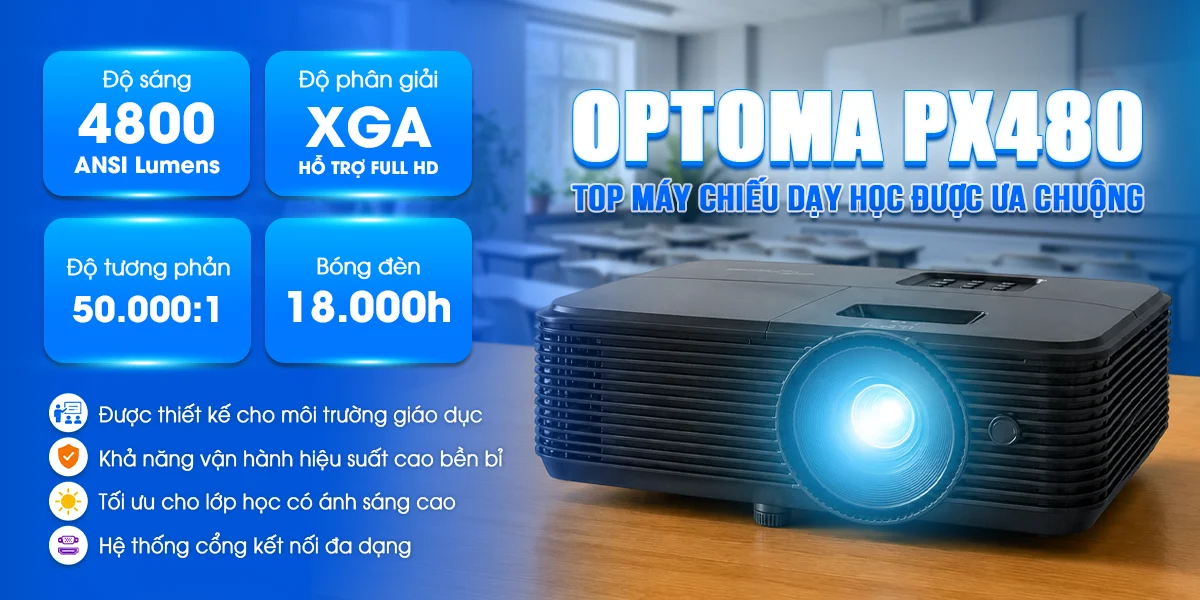 Optoma PX480 được thiết kế cho môi trường giáo dục đáp ứng hoàn hảo nhu cầu trình chiếu bài giảng
