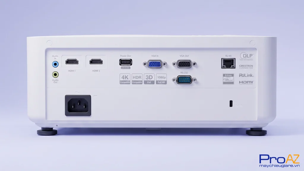 Optoma LH352ST trang bị HDMI 2.0, VGA, Audio in, USB-A power, RS232 và LAN